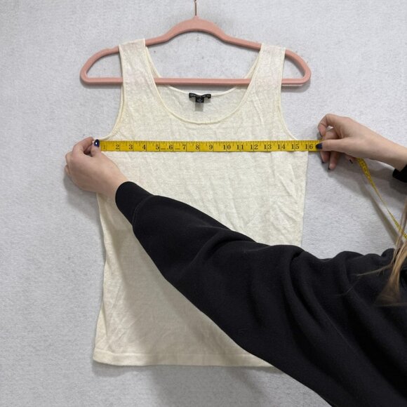 Lafayette 148 New York Tank Top Womens Small White 100% Linen Knit Sleeveless - Picture 6 of 8